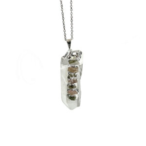 Natural Crystal Quartz Point with Tourmalines Pendant