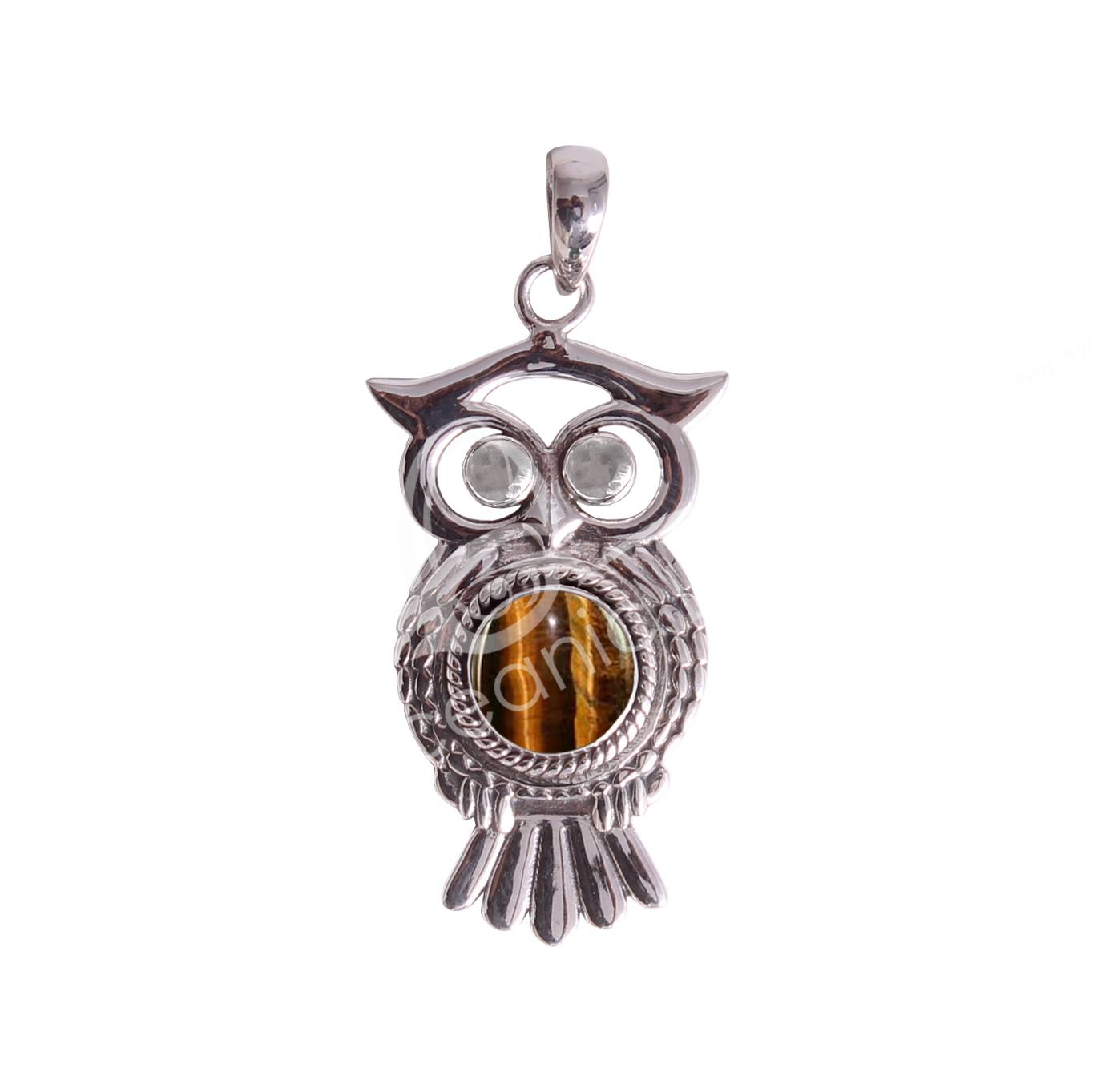 Wholesale Tiger Eye Owl Sterling Silver Pendant