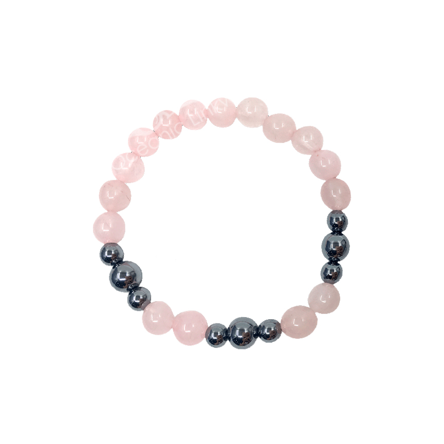 BRACELET 8 MM – TERAHERTZ AND ROSE QUARTZ – Oceanic Linkways Inc