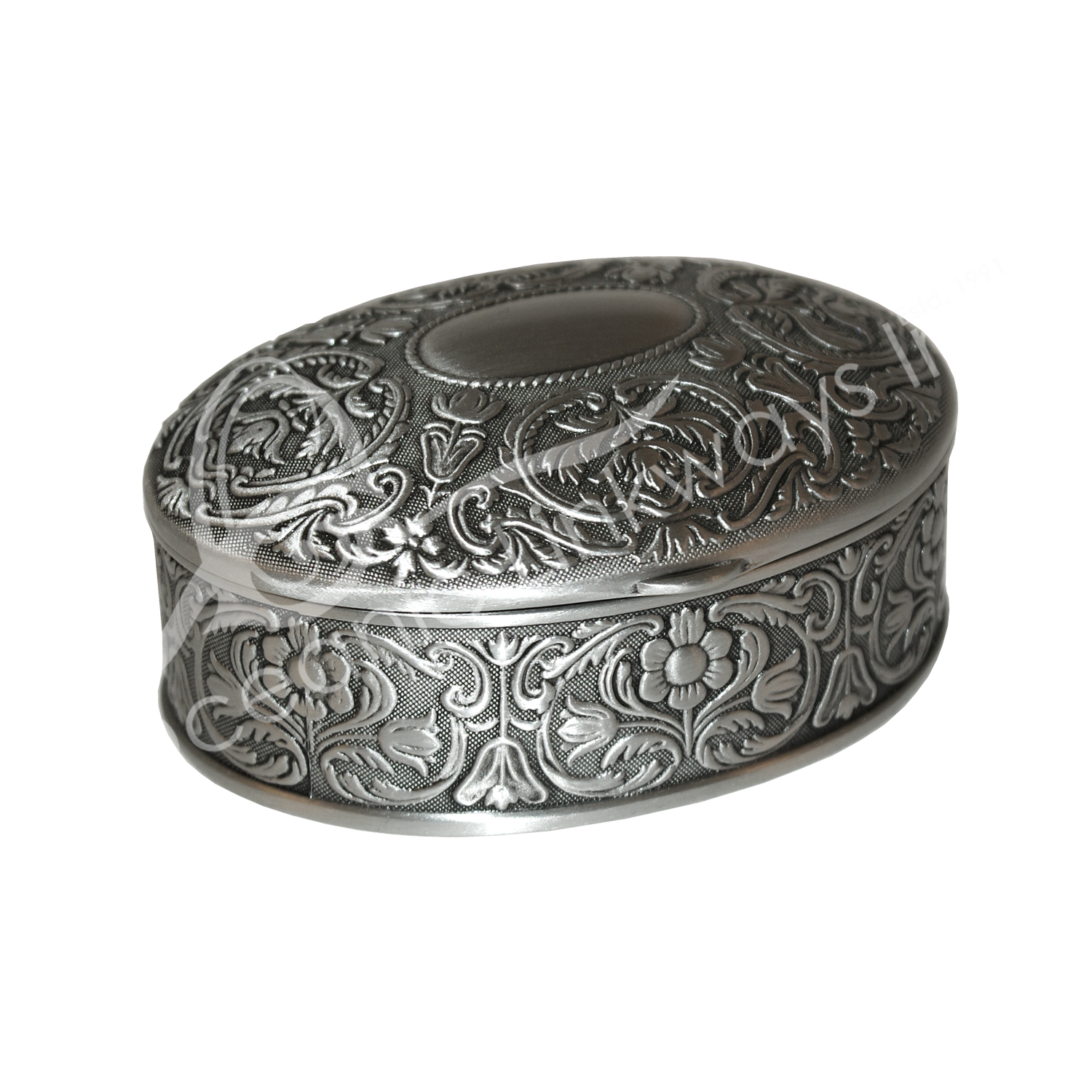 (CLOSE OUT) PEWTER BOX-OVAL 3×2.45×1.45″ – Oceanic Linkways Inc