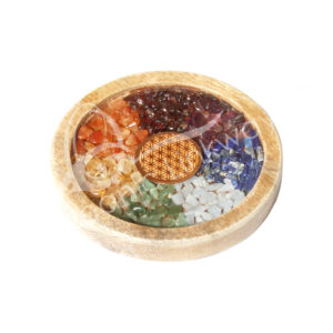 Flower of Life with Chakra Chips Stones Coaster (Pack of 2)