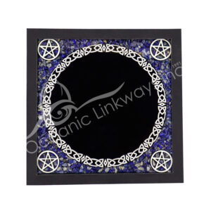 Sodalite Chips with Black Leather Frame Scrying Mirror