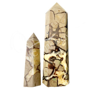 Polished Yellow and Brown Septarian Jasper Six Sides Obelisk