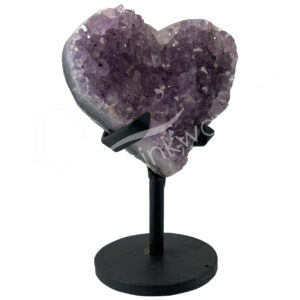 Amethyst with Druse Heart on Black Metal Stand
