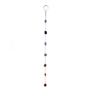 Chakra Row Rough Stones Hanging with Crystal Point