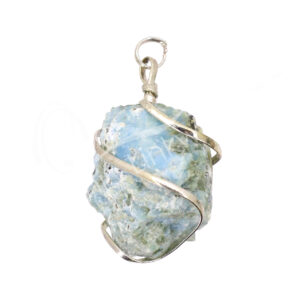 Rough Larimar Wire Wrapped 1.5"L