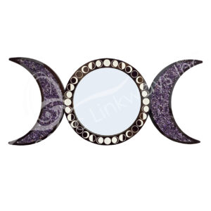 Amethyst Chips Triple Moon Mirror with Moon Phase