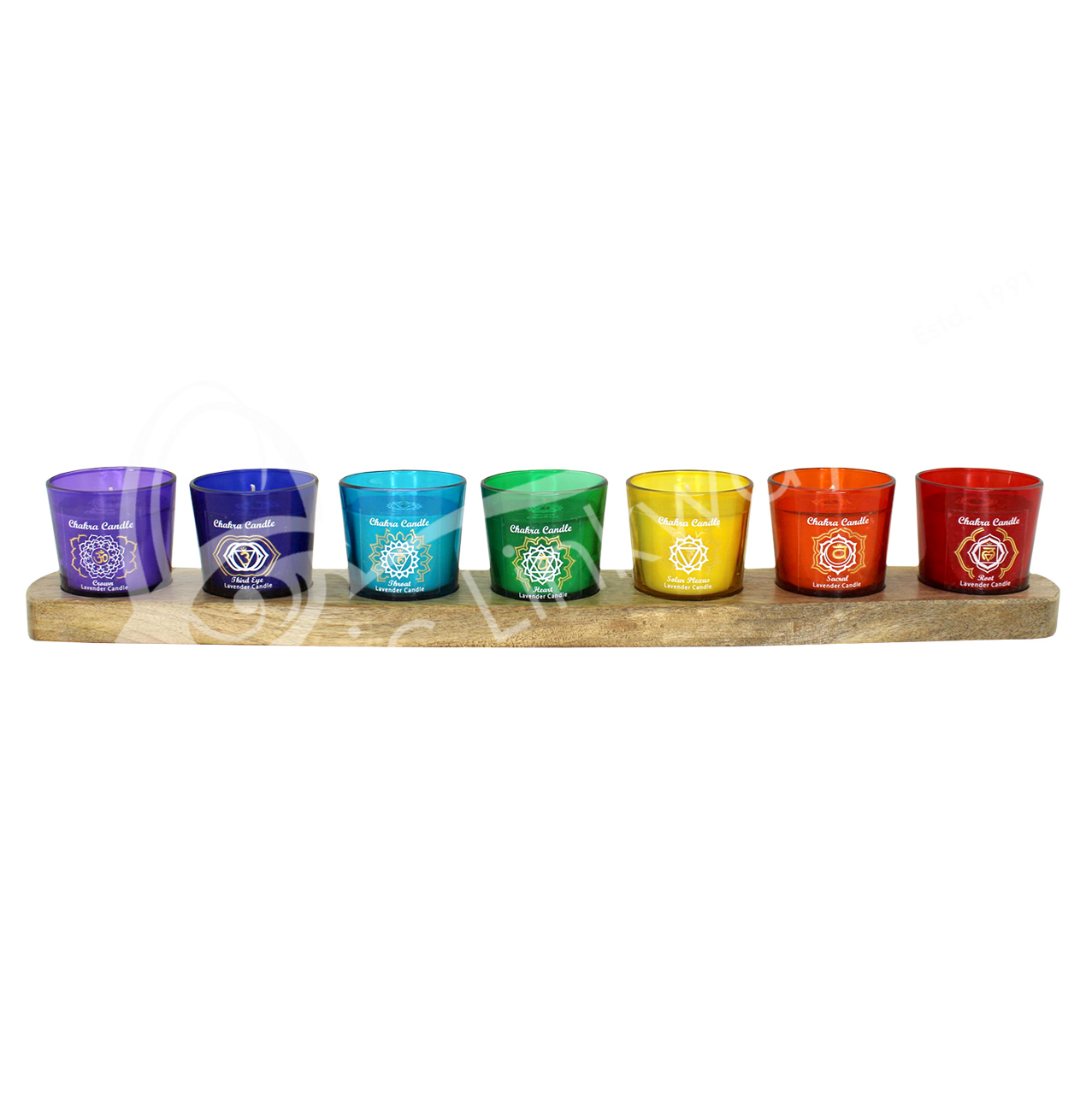 Mega Candles Unscented 15-Hour Chakra Votive Candles - Set Of 7 Multi-Color CGA167-Asst