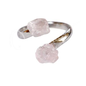 African Rose Quartz Adjustable Metal Ring 20-22 mm