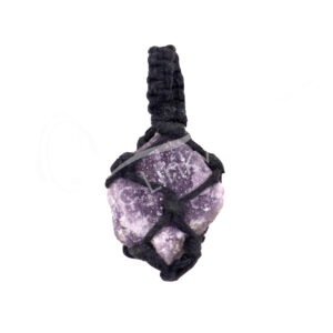 Rough Lepidolite in Thread Cage Pendant