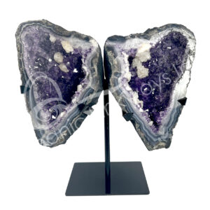 Amethyst Ex with Agate Butterfly on Metal Stand