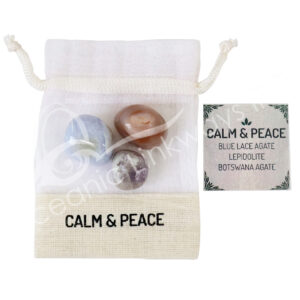 Calm & Peace Stone Kit with Tumbled Stones Blue Lace Agate & Lepidolite & Bostwana Agate