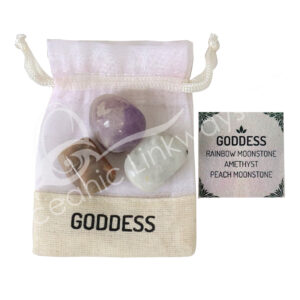 Rainbow Moonstone, Amethyst & Peach Moonstone Goddess Tumbled Stone Kit