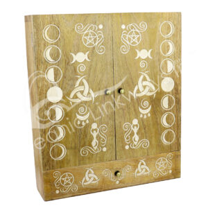 Carved Moon Cycle Hanging Cabinet 11.75"H X 9.75"W X 2.25"D