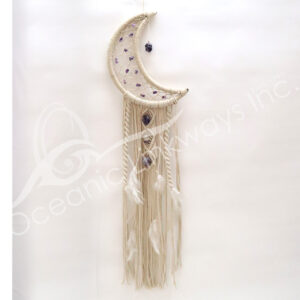 Macrame Moon with Amethyst Hanging