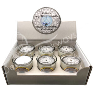 Vetiver Scented Votive Candle made of Soy Wax & Decorated with Black Tourmaline Chips Stones for Protection in a Pop Up Display 2.25-2.5"H X 2.25"Dia.