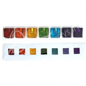 Chakra Glass Mini Candle Holder Cube1.25"