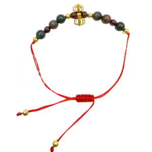 Rakhi Adjustable Bracelet for Health with Double Dorje, Bloodstone & Garnet