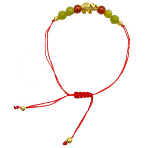 Rakhi Adjustable Bracelet for Long Life with Elephant, Jade & Red Agate