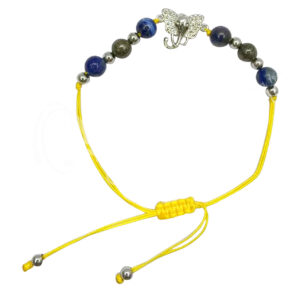 Rakhi Adjustable Bracelet with Ganesha, Pyrite & Lapis Lazuli