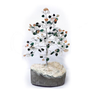 Green Aventurine and Sunstone and Crystal Quartz Gem Tree with Stilbite Base 160 Beads