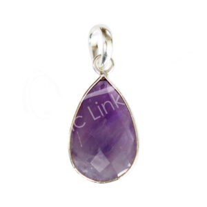 Faceted Amethyst Teardrop Sterling Silver Pendant