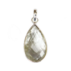 Faceted Prasiolite Teardrop Sterling Silver Pendant