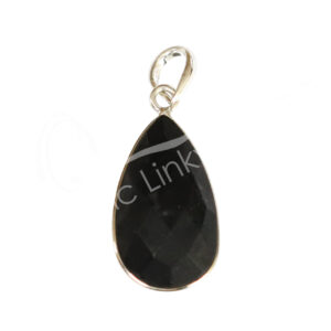 Faceted Shungite Teardrop Sterling Silver Pendant