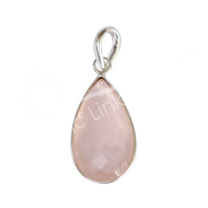 Faceted Rose Quartz Teardrop Sterling Silver Pendant