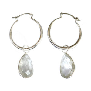 Faceted Prasiolite Teardrop Sterling Silver Earrings