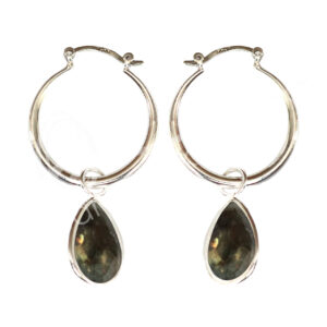 Faceted Labradorite Teardrop Sterling Silver Earrings