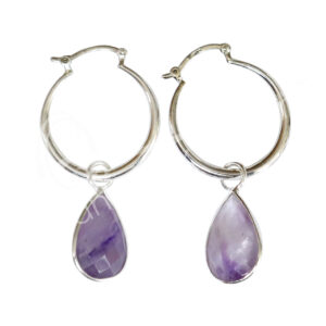 Faceted Amethyst Teardrop Sterling Silver Earrings