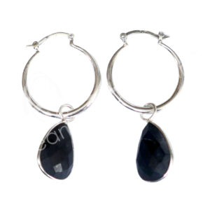 Faceted Shungite Teardrop Sterling Silver Earrings