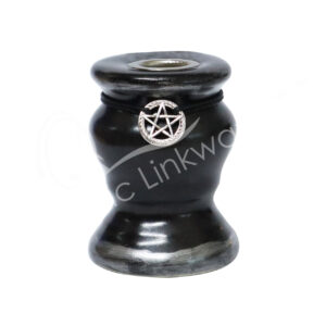 Pentacle Black Ceramic Mini Candle Holder