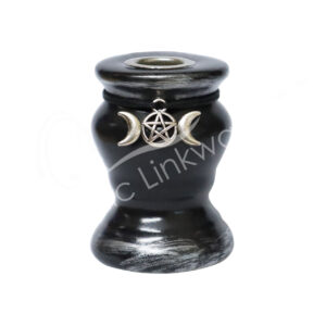 Triple Moon Black Ceramic Mini Candle Holder