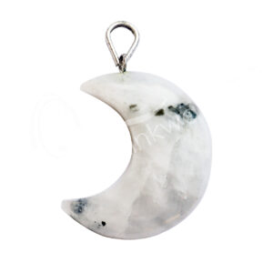 Rainbow Moonstone Moon Pendant