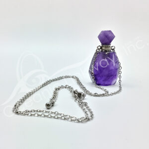 Amethyst Perfume Bottle Necklace with Chain