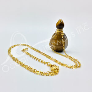 Tiger Eye Perfume Bottle Necklace with Chain