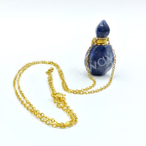 Lapis Lazuli Perfume Bottle Necklace with Chain