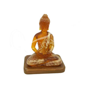 AMBER BUDDHA IN MEDITATION STATUE WITH LED LIGHT 7.85 X 4.70 X 9.85"