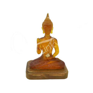 AMBER BUDDHA BLESSING STATUE WITH LED LIGHT 5.90 X 3.90 X 7.5"