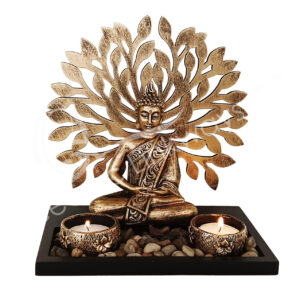 BUDDHA WITH TREE OF LIFE TEALIGHT HOLDER 7.85" X 5.90" X 7.85"