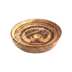 Tree of Life Laser Engraved Oval Mango Wood Incense Holder 5" Diameter