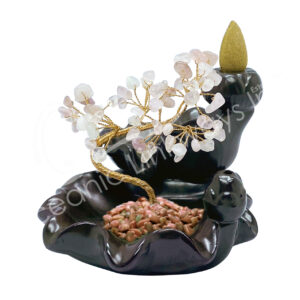 Backflow Cone Burner with Rose Quartz Gem Tree 4.75-6"