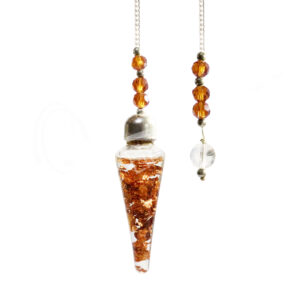 Real Copper in Glass Teadrop Pendulum with Beaded Chain