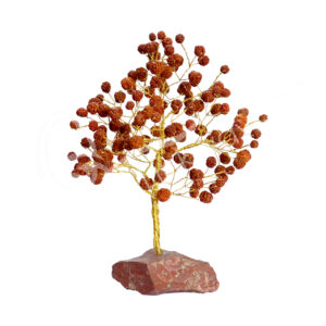 Rudraksha Gem Tree with Jasper Agate Base 7" 160 Beads