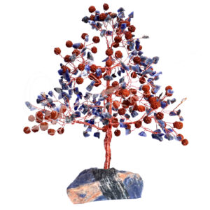 Rudraksha and Sodalite chips Gem Tree with Sodalite Base