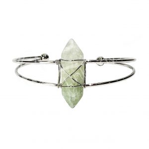 Fluorite Point Double Terminated Point Brass Silver Plated Bracelet