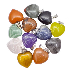 Mixed Stones Puffed Heart Pendant