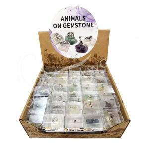 Animals on Stone Figurine in Acrylic Box Pop-Up Display Set of 60